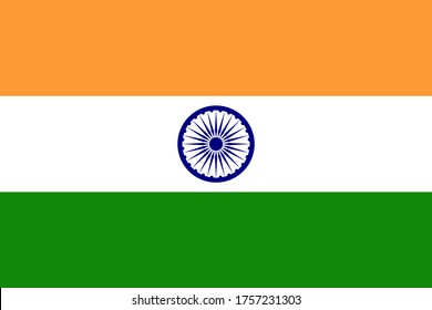 Feliz día de la república de India. Bandera de la India, colores oficiales y proporción correcta. Bandera nacional de la India. Ilustración vectorial. EPS10.
