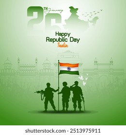 Happy Republic Day India greeting card design for social media posts and Republic Day celebration design