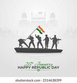 Happy Republic Day India greeting card design for social media posts and Republic Day celebration design	
