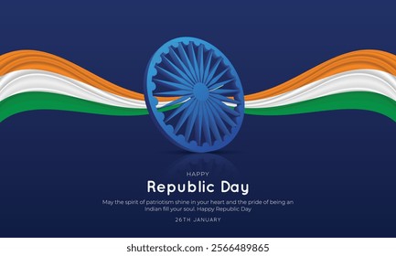 Happy Republic Day of India greeting card design with india Map. 76th Republic Day India creative poster and background vector illustration design.