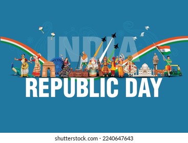 happy republic day India greetings. abstract vector illustration design.