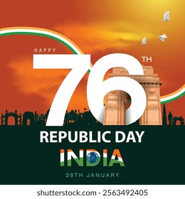 happy republic day India greetings. abstract vector illustration design.