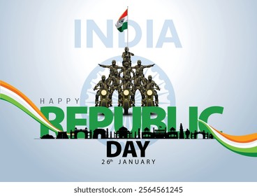happy republic day India greetings. abstract vector illustration design.