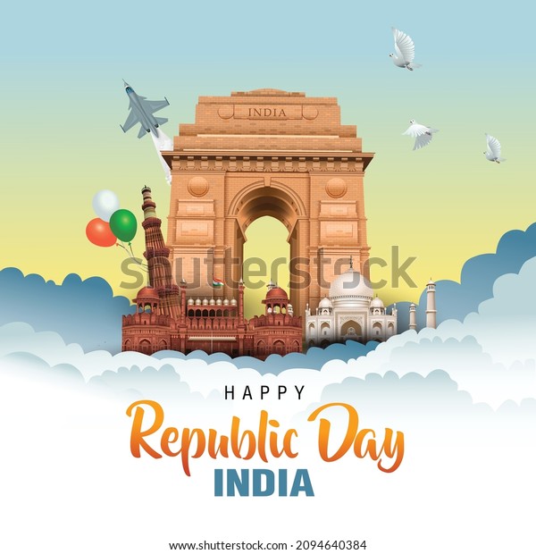 happy republic day  India greetings. vector\
illustration design.