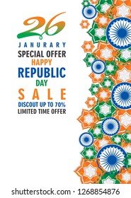 happy republic day of india illustration vector, using abstract flower poster design