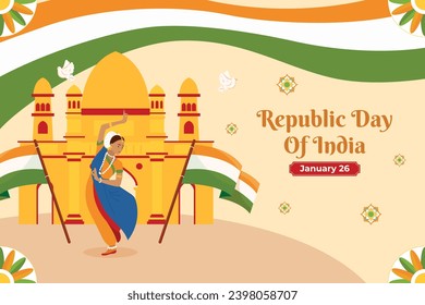 Happy Republic Day of India. Indian republic day background. January 26. Indian republic day celebration. Cartoon Vector illustration Template for Poster, Banner, Flyer, Greeting, Card, Cover, Post.