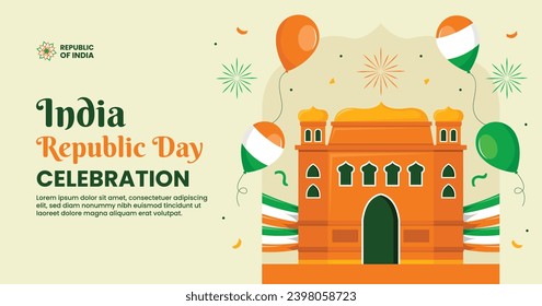 Happy Republic Day of India. Indian republic day background. January 26. Indian republic day celebration. Cartoon Vector illustration Template for Poster, Banner, Flyer, Greeting, Card, Cover, Post.