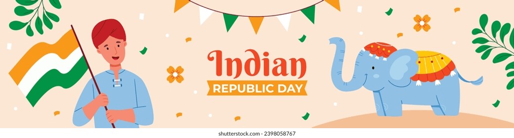 Happy Republic Day of India. Indian republic day background. January 26. Indian republic day celebration. Cartoon Vector illustration Template for Poster, Banner, Flyer, Greeting, Card, Cover, Post.