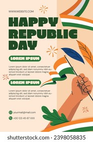Happy Republic Day of India. Indian republic day background. January 26. Indian republic day celebration. Cartoon Vector illustration Template for Poster, Banner, Flyer, Greeting, Card, Cover, Post.