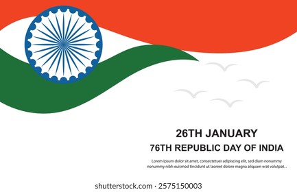 Happy Republic Day of India. monument and  famous Indian Landmarks with Ashoka Chakra. 26th January, 15th of august. Indian Republic Day Celebration with Text. 