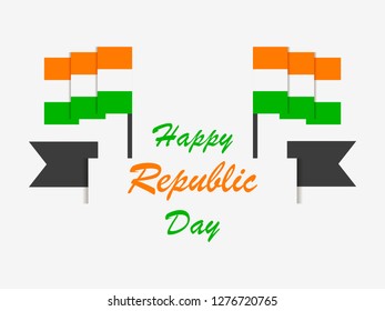 Happy Republic Day of India. National flag of India. Vector illustration