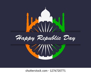 Happy Republic Day of India. National flag and simbol of India. Vector illustration