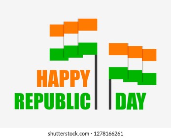 Happy Republic Day of India. National flag of India. Vector illustration