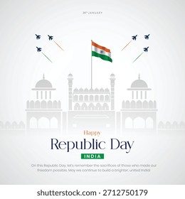Feliz Día de la República India Correo y Tarjeta de Felicitación. 26 de enero - Día de la República de la India Ilustración vectorial de carteles creativos