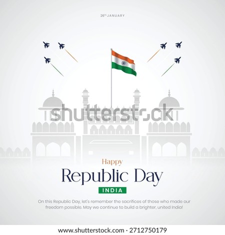 Happy Republic Day India Post and Greeting Card. 26 January - Republic Day of India Creative Poster Vector Illustration