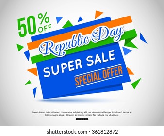 Happy Republic Day India Sale Banner. Vector EPS 10.