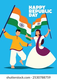 Happy Republic Day India Social Media Post and Flyer Template. 26 January - Indian Republic Day Celebration Greeting Card