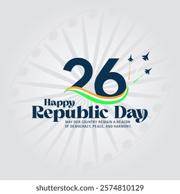 Happy Republic Day India Social Media Post and Flyer Template. 26 January - Indian Republic Day Celebration Greeting Card with Text and flag.