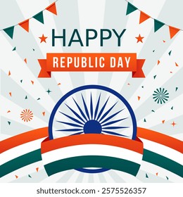 Happy Republic Day India Social Media Post and Flyer Template. 26 January - Indian Republic Day Celebration.