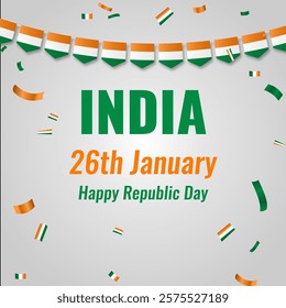 Happy Republic Day India Social Media Post and Flyer Template. 26 January - Indian Republic Day Celebration.