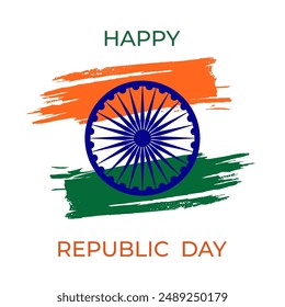 Happy Republic Day in India. Tri color national flag brush stroke. Vector illustration