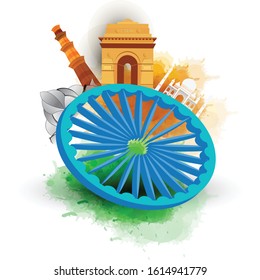 Happy Republic day India, Vector illustration, Flyer design for 26 January.