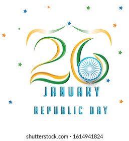 Happy Republic day India, Vector illustration, Flyer design for 26 January.