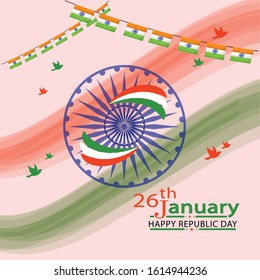 Happy Republic Day of India Vector, 26 January Background.