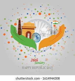 Happy Republic Day of India Vector, 26 January Background.