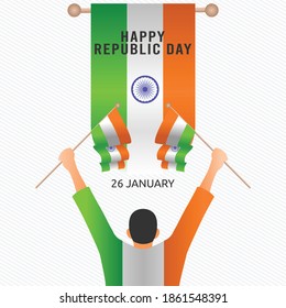 Feliz Día de la República en India Ilustración vectorial. Adecuado para carteles y pancartas de tarjetas de felicitación
