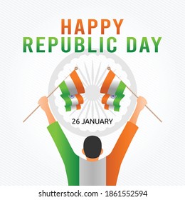 Feliz Día de la República en India Ilustración vectorial. Adecuado para carteles y pancartas de tarjetas de felicitación