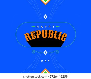 Happy Republic Day of India Vektorgrafik mit eleganter Typografie auf blauem Hintergrund für die Feier am 26. Januar.