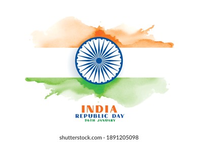 happy republic day india watercolor flag background