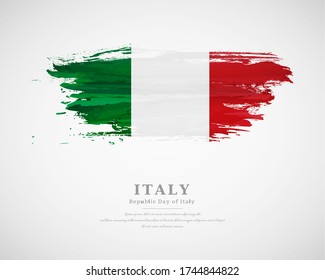 Happy republic day of Italy with artistic watercolor country flag background