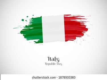 Happy republic day of Italy with creative brush flag background