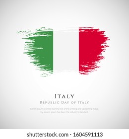 Happy republic day of Italy greeting background. Creative republic day of Italy patriotic background with Italy brush stroke national flag.