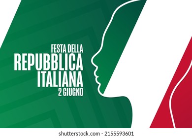Happy Republic Day. Italy. June 2. Inscription in Italian: Italian Republic Day. Holiday concept. Template for background, banner, card, poster with text inscription. Vector EPS10 illustration