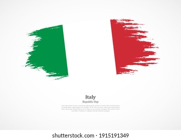 Happy republic day of Italy with national flag on grunge texture