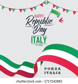 Happy Republic Day Italy vector art. 2nd June Republic Day vector art with Italy Flag.