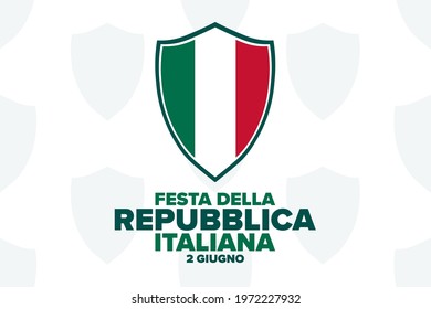 Happy Republic Day. June 2. Inscription in Italian: Italian Republic Day. Holiday concept. Template for background, banner, card, poster with text inscription. Vector EPS10 illustration