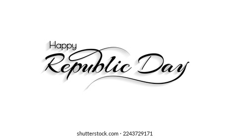 Happy Republic Day line lettering. Hand drawn modern vector calligraphy isolated on white background. Simple inscription with swashes, wavy lettering text. Design for holiday greeting card