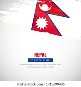 Happy republic day of Nepal with brush style watercolor country flag background