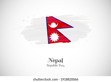 Happy republic day of Nepal with creative brush flag background
