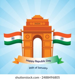 Happy republic day poster design with background