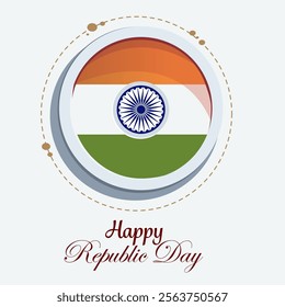 Happy Republic Day Poster Design with Indian Flag in Circle Shape.