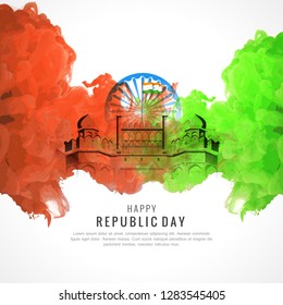Happy Republic Day poster, or greeting card design, background with text 26 January, Indian flag, - Vector