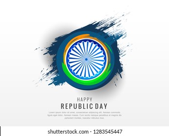 Happy Republic Day poster, or greeting card design, background with text 26 January, Indian flag, - Vector