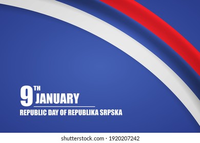 Feliz día de la república del país de la República Srpska con bandera de curva tricolor y antecedentes tipográficos