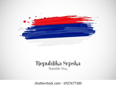 Happy republic day of Republika Srpska with creative brush flag background