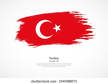 Happy republic day of Turkey with national flag on grunge texture